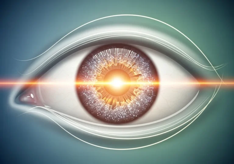 Cyfrowe oko z laserową wiązką przechodzącą przez źrenicę.