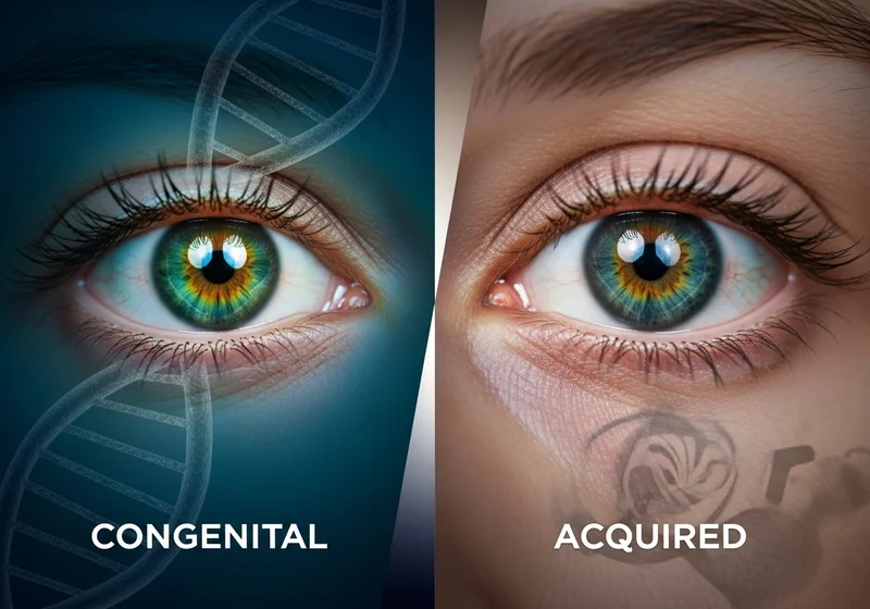 Wzrok wrodzony (DNA) i nabyty (zabieg), z podziałem lewej i prawej strony obrazu.