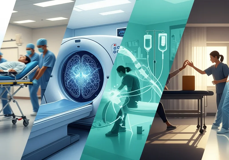 Pacjent po udarze trafia do szpitala, gdzie rozpoczyna się szybka diagnostyka przy użyciu tomografii.