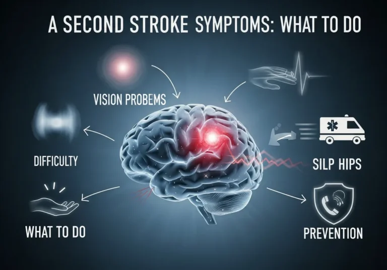 Infografika: objawy i postępowanie przy drugim udarze mózgu.