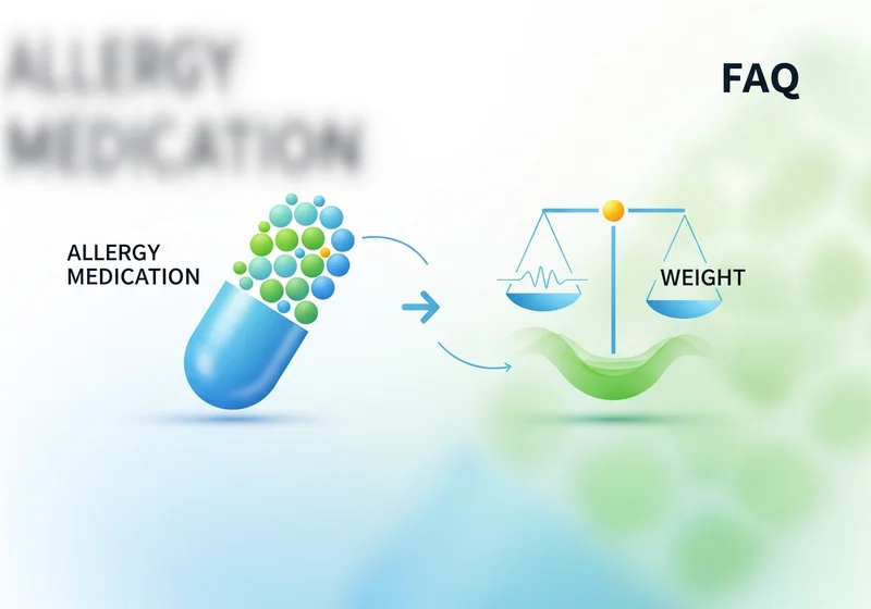 Ilustracja leku na alergię i wagi z napisem 
