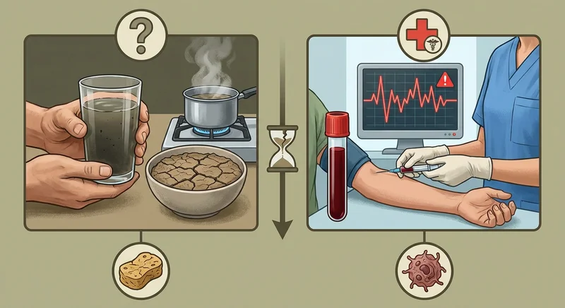 Ilustracja pokazująca, że domowe sposoby na odwodnienie mogą pogorszyć stan zdrowia i prowadzić do hospitalizacji.