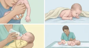 Objawy SMA u niemowląt: wiotkość ciała, trudności z unoszeniem głowy i karmieniem oraz badanie pediatryczne.