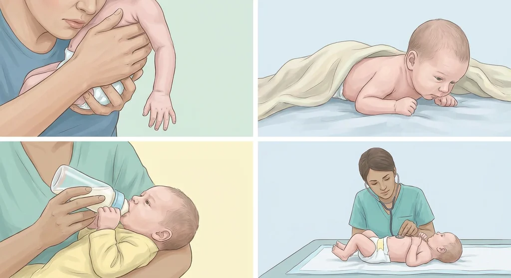 Objawy SMA u niemowląt: wiotkość ciała, trudności z unoszeniem głowy i karmieniem oraz badanie pediatryczne.
